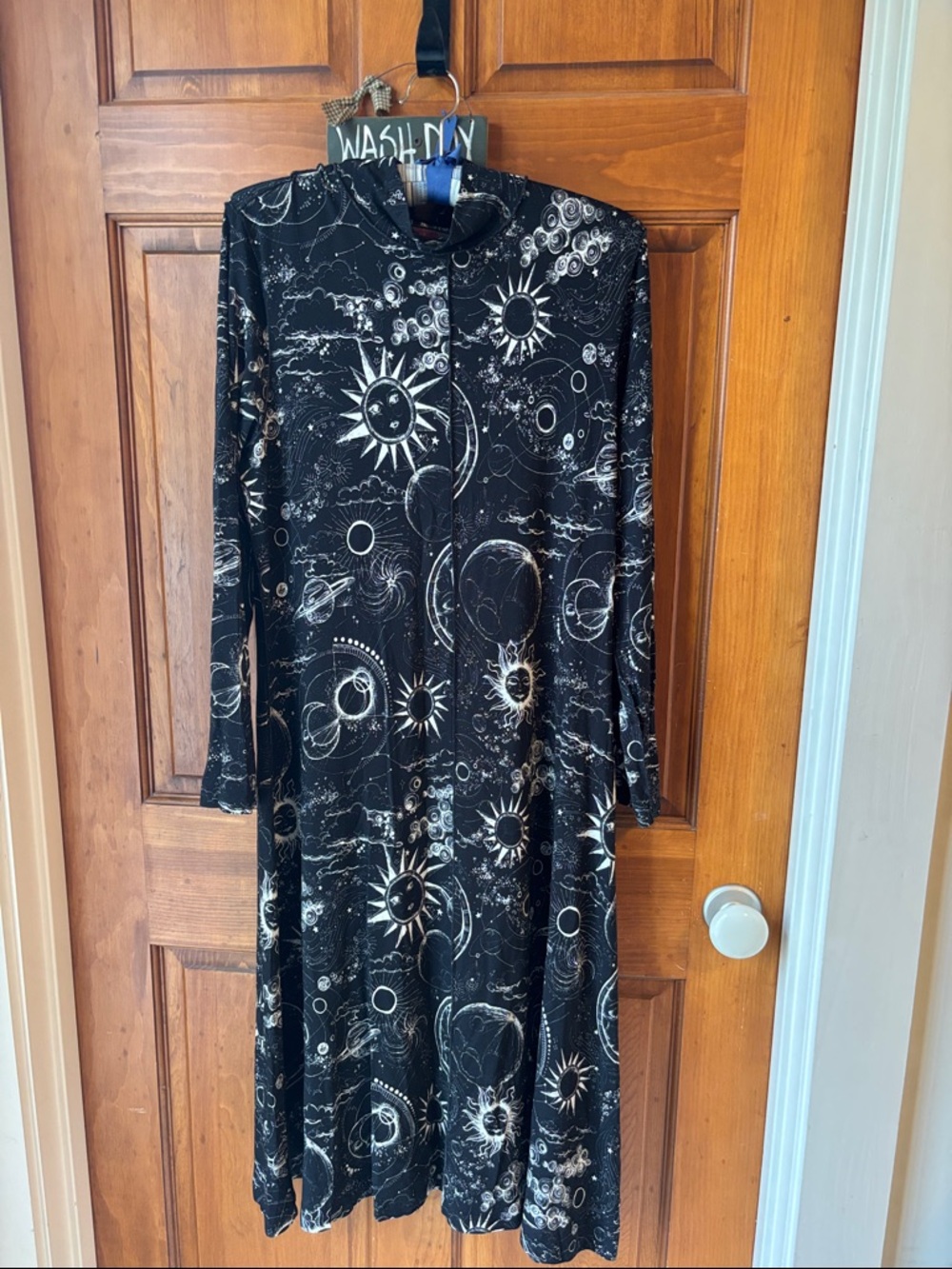Johnny Was Celestial Themed Janie seamed mock neck long sleeve dress. Size PM.